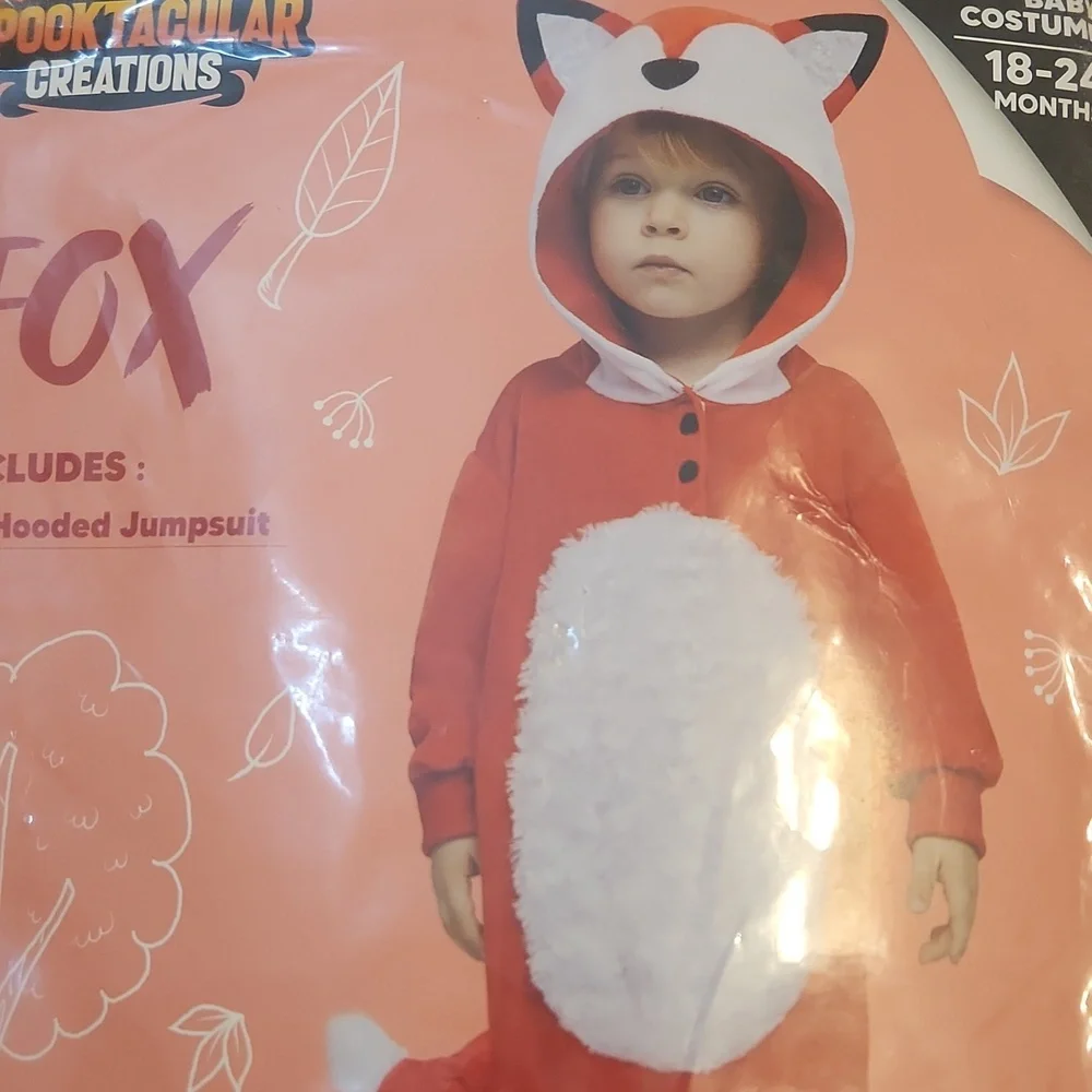 Halloween Baby Fox CostumeFurry Fox Toddler Jumpsuit Button Hooded 18-24 M